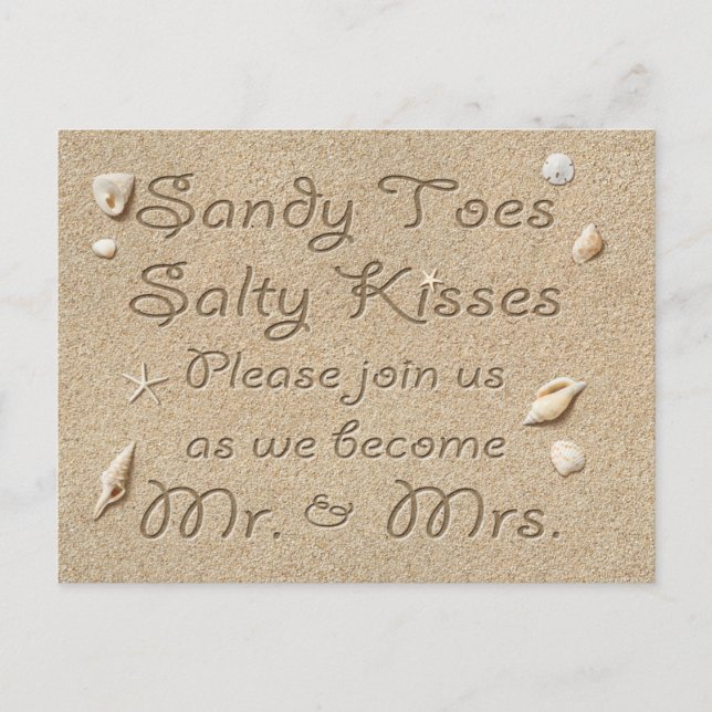 Beach Sandy Toes Salty Kisses Save the Date pink Ankündigungspostkarte (Vorderseite)