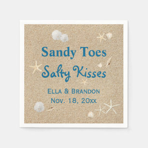 Beach Sandy Toes Salty Kisses Wedding Napkin Serviette