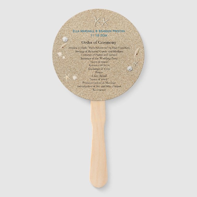 Beach Sandy Toes Salty Kisses Wedding Program Fan Fächer (Vorderseite)