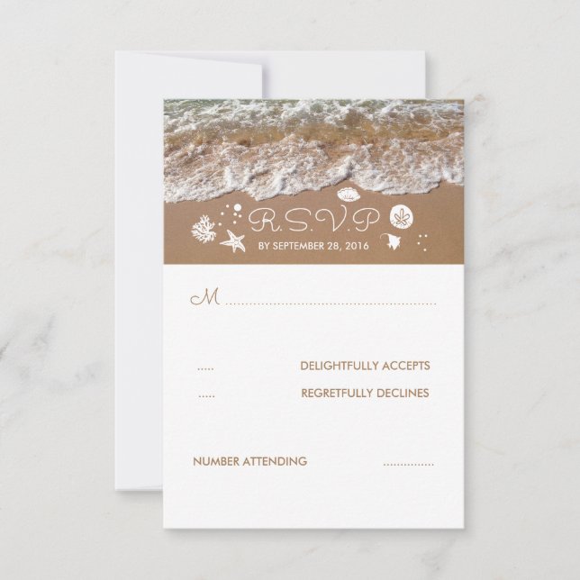 Beach Sandy Waves Summer Wedding RSVP Card (Vorderseite)