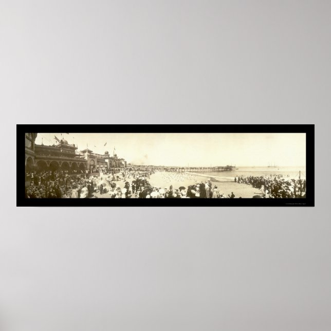 Beach Santa Cruz, CA Foto 1908 Poster (Vorne)