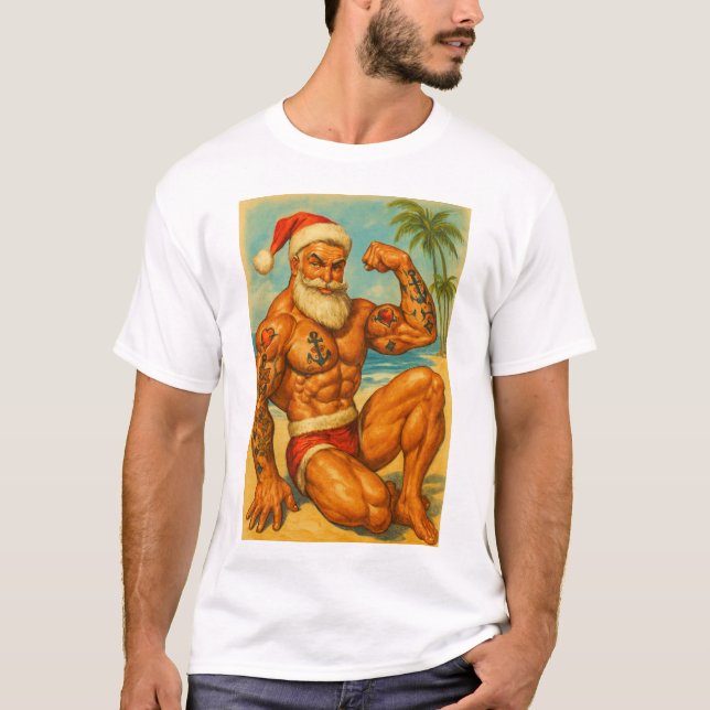 Beach Santa Gay T-Shirt | Gay Shirt for Men | LGBT (Vorderseite)