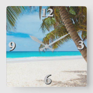 Beach Scene 1 Quadratische Wanduhr