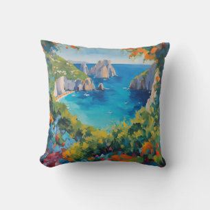 Beach Scene Europe Colorful Coastal Art Kissen