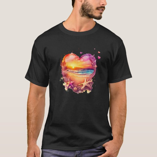 Beach Scene Heart, Beach Lovers, Beach Heart Art G T-Shirt (Vorderseite)