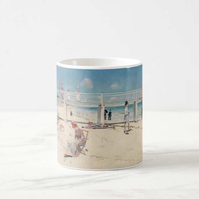 Beach Scene (Holiday at Mentone) (australische Kun Kaffeetasse (Mittel)