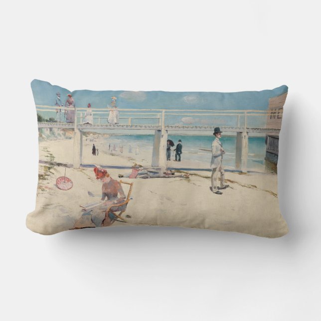 Beach Scene (Holiday at Mentone) (australische Kun Lendenkissen (Vorderseite)