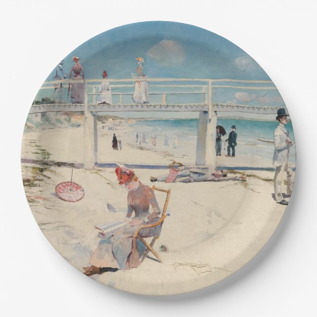 Beach Scene (Holiday at Mentone) (australische Kun Pappteller (Vorderseite)