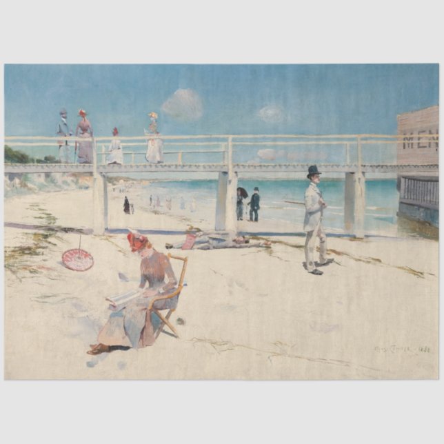 Beach Scene (Holiday at Mentone) (australische Kun Seidenpapier (Vorderseite)