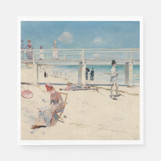 Beach Scene (Holiday at Mentone) (australische Kun Serviette (Vorderseite)