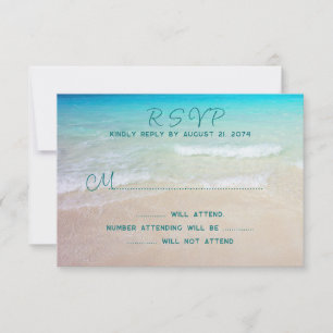 Beach Scene UAWG Wedding Reply Guest Count RSVP Karte