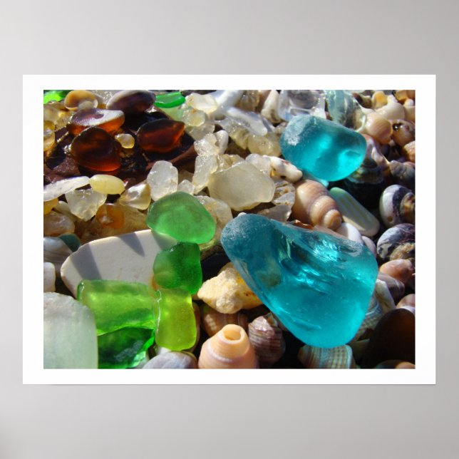 Beach Sea Glass Kunst druckt Coastal Rock Garden Poster (Vorne)