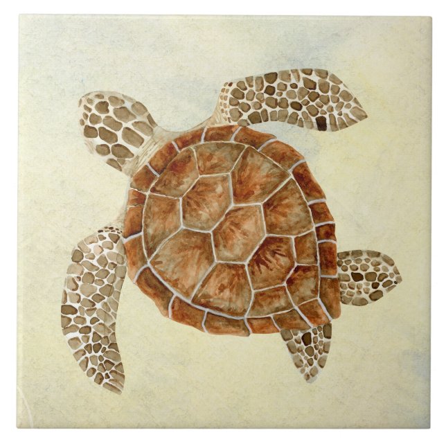 Beach Sea Turtle Coastal Ocean Seashore Sand Fliese (Vorderseite)