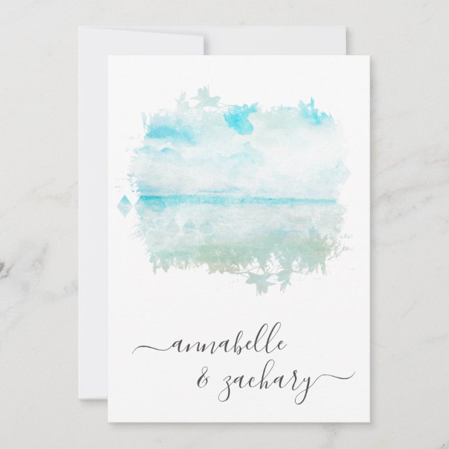 *~* Beach Sea + UAWG - QR AR7 Hochzeit Einladung (Vorderseite)