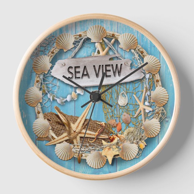 Beach, Sea View, Beachthemed Uhr (Vorderseite)