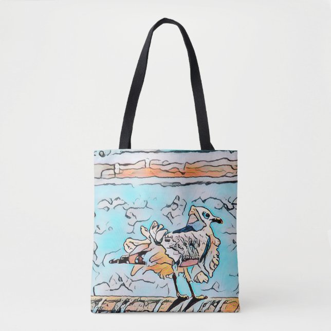 Beach Seagull Niedlicher Cartoon Art (Vorderseite)