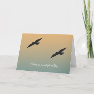 Beach Seagulls Orange Blue Geburtstag Karte