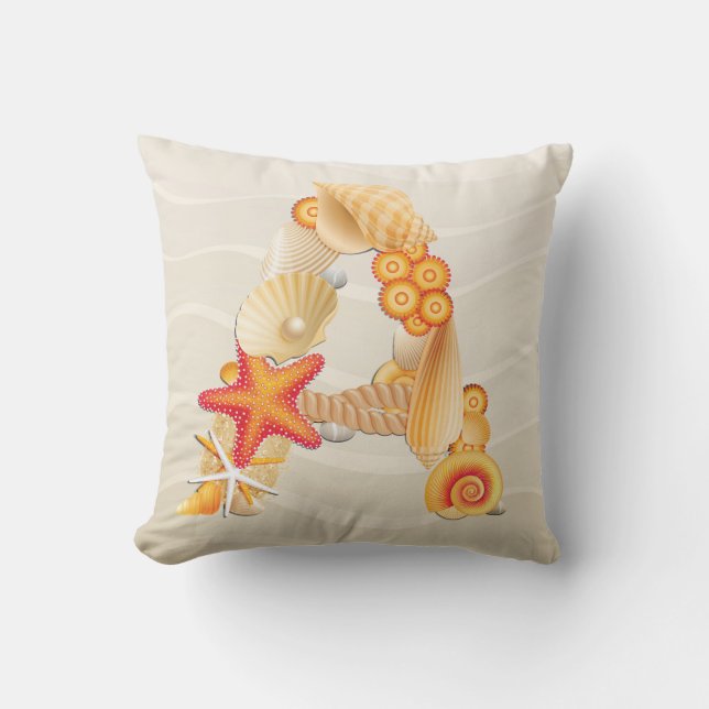 Beach Seashell Monogram Pillow - SRF Kissen (Vorderseite)