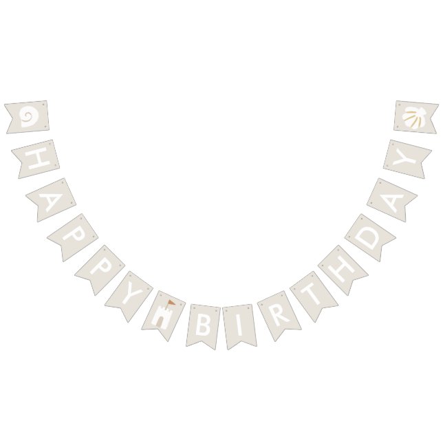 Beach Seashell Sandcastle Starfish Happy Birthday Wimpelkette (Alle)