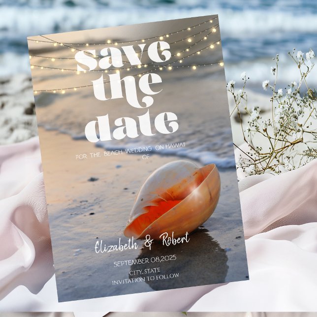Beach Seashell String Lights Save the Date (Von Creator hochgeladen)