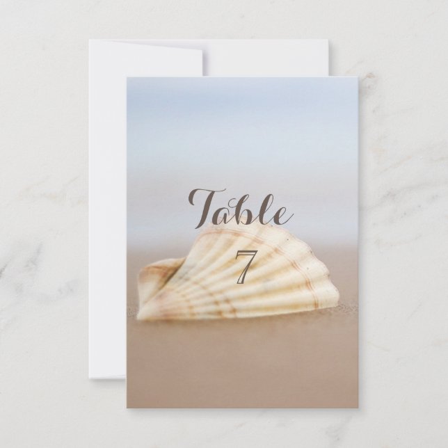 Beach Seashell Table Card Einladung (Vorderseite)