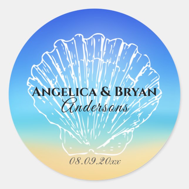 Beach Seashell Wedding Sticker (Vorderseite)