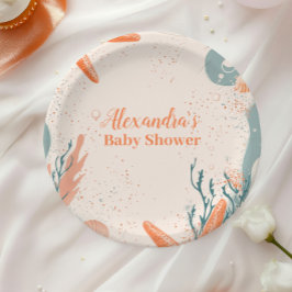Beach Seashells Elegant Baby Dusche Pappteller