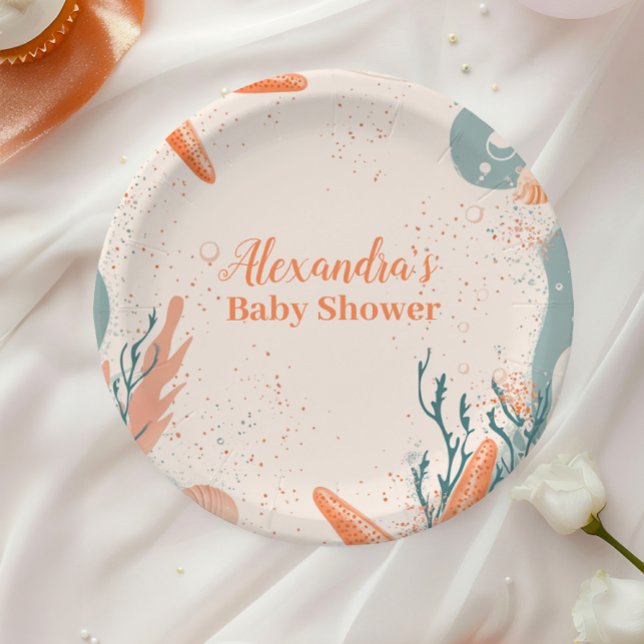 Beach Seashells Elegant Baby Dusche Pappteller (Von Creator hochgeladen)