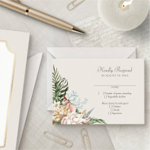 Beach Seashells Floral Wedding RSVP