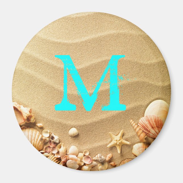Beach Seashells Hawaii Monogram Initial Magnet (Vorne)