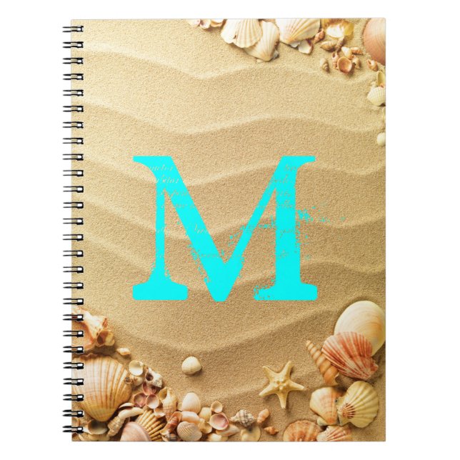 Beach Seashells Hawaii Monogram Ursprüngliches Not Notizblock (Vorderseite)