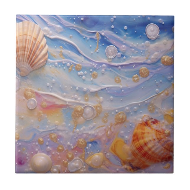 Beach Seashells Nautical Beach Wohngestaltung Fliese (Vorderseite)