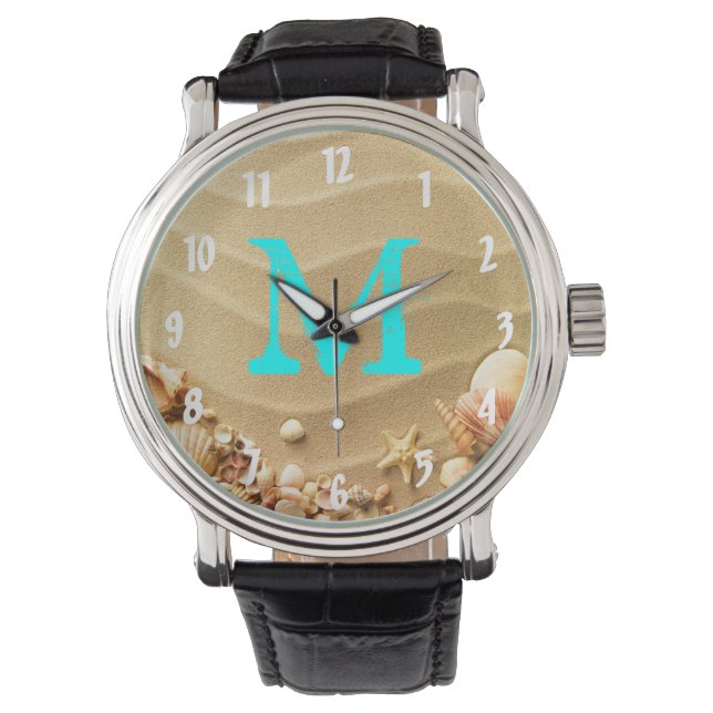 Beach Seashells Sand Hawaii Resort Wrist Watch Armbanduhr (Vorderseite)