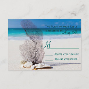 Beach Seashells Sand Hochzeit in Urlaubsort UAWG RSVP Karte