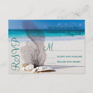 Beach Seashells Sand Hochzeit in Urlaubsort UAWG RSVP Karte