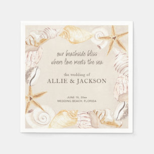 Beach Seashells Sand Liebe Sea Wedding Serviette