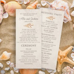 Beach Seashells Sand Wedding Program Brautparty