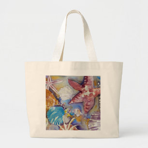 Beach Seashells Watercolor Design-Tasche Jumbo Stoffbeutel