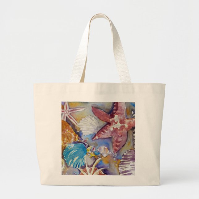 Beach Seashells Watercolor Design-Tasche Jumbo Stoffbeutel (Vorne)