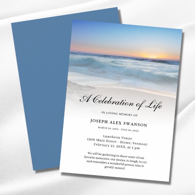 Beach Seaside Ocean Celebration of Life Funeral Einladung (Celebration of Life Ocean Invitation)