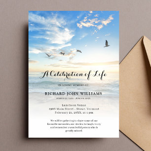 Beach Seaside Ocean Celebration of Life Funeral Einladung