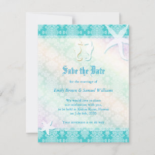 Beach Seepferd Aqua Wedding Save the Date