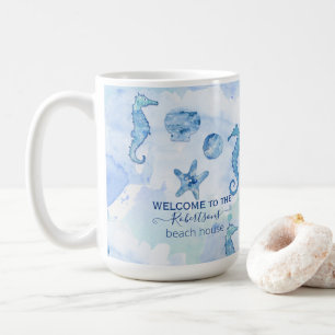 Beach Seepferd Starfish Muscheln Willkommensfamili Kaffeetasse