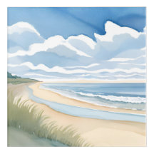 Beach Shore Walk | Coastal Ocean Watercolor