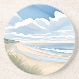 Beach Shore Walk | Coastal Ocean Watercolor Getränkeuntersetzer