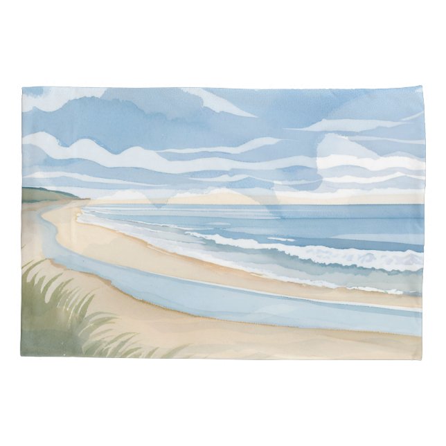 Beach Shore Walk | Coastal Ocean Watercolor Kissenbezug (Rückseite)