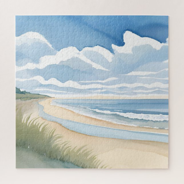 Beach Shore Walk | Coastal Ocean Watercolor Puzzle (Vertikal)