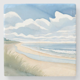 Beach Shore Walk | Coastal Ocean Watercolor Steinuntersetzer