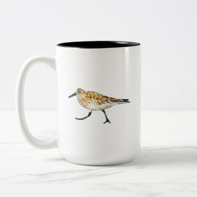 Beach Shorebird Sandpione Bird Art Zweifarbige Tasse (Links)