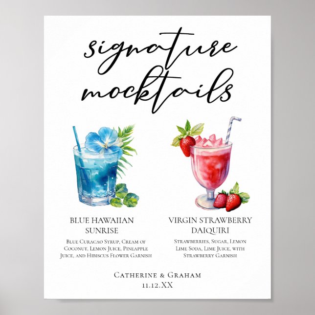 Beach Signature Mocktails Sommermenü Poster (Vorne)